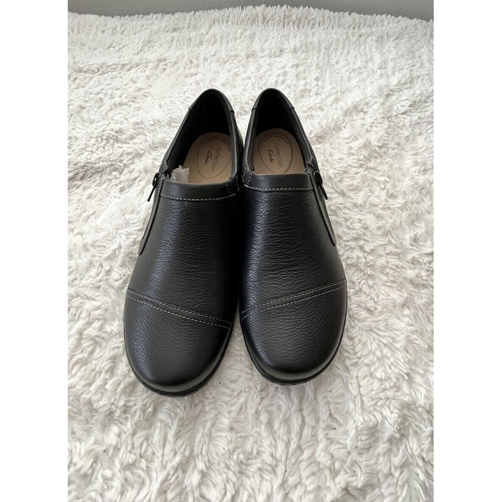 Clarks‎ Women's Channing Essa Leather Zip Up Clogs Black Size:10M